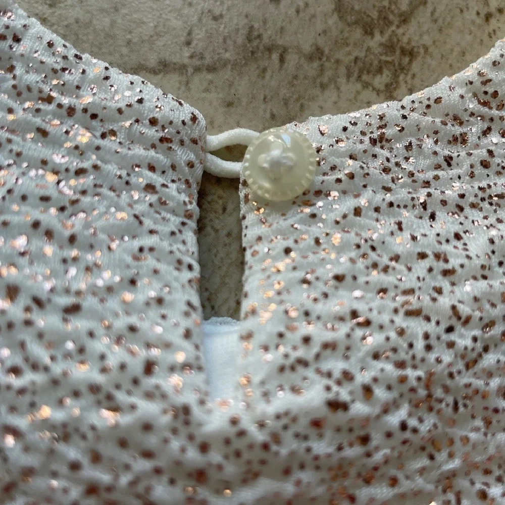 The Children's Place Girls Foil Rose Gold Knit To Woven white Dress 3-6 months‎